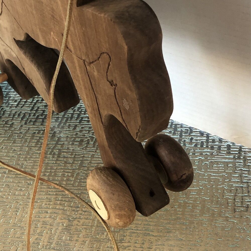 Vitange Wooden Hand Crafted Pull Along Horse Sz 14x16 Hand Painted Legs Move - Picture 5 of 16